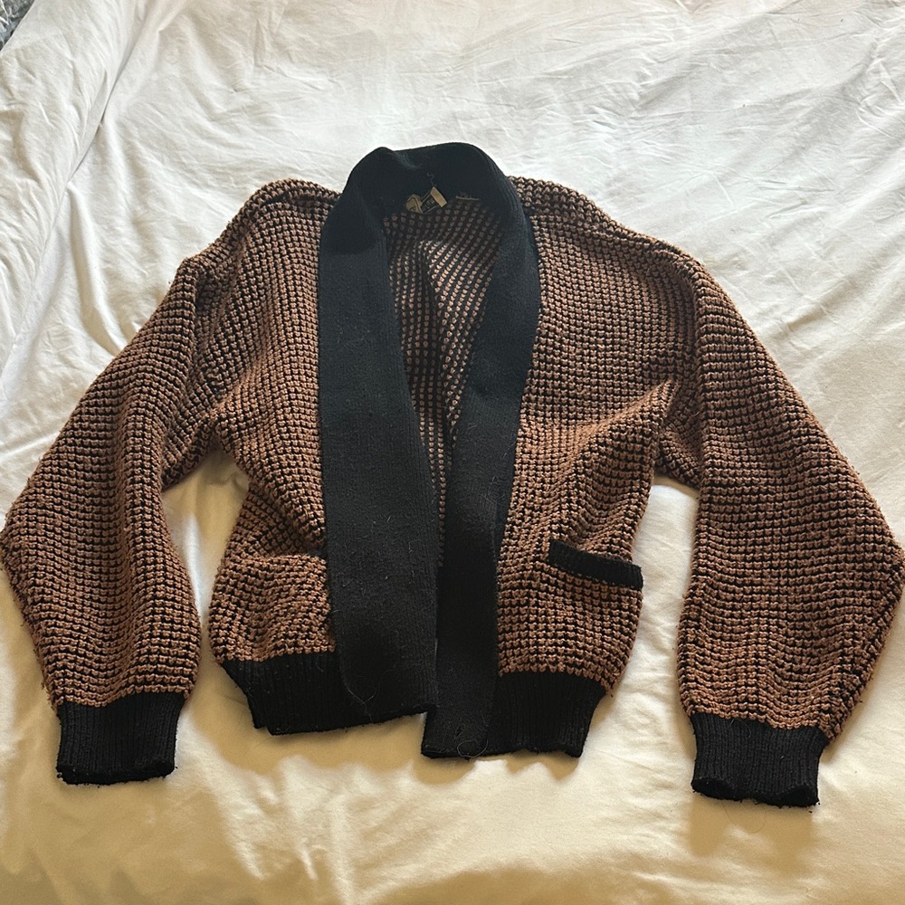 Brown and Black Knit Cardigan